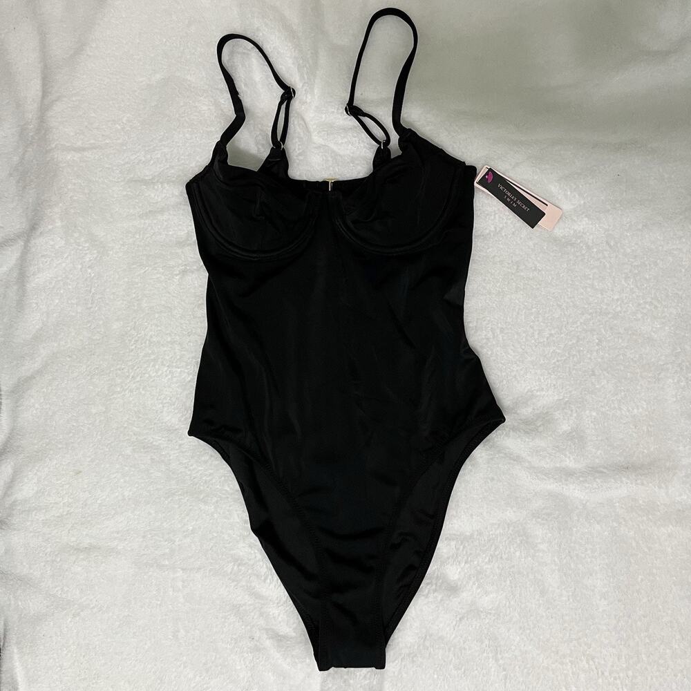 Victorias Secret XS Black Smooth Underwired One Piece Unpadded Swimsuit Beach VS